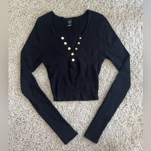 Windsor Black Ribbed Long Sleeve